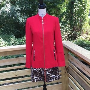 ANTHRACITE by MUSE DRESS COAT W/LEOPARD PRINT TRIM